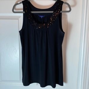 Reitmans Black Sleeveless Blouse Sequins Poly Stretch Fancy Size Small